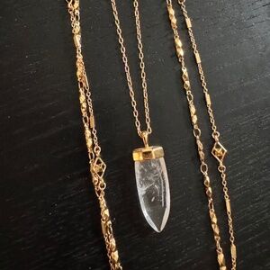 Stella & Dot Convertible Gold & clearcrystal pendant necklace